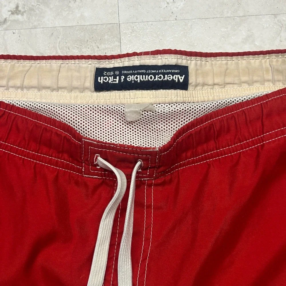 Abercrombie & Fitch Swim Trunks Red Cargo Board Shorts Mens 40 Vintage Y2K